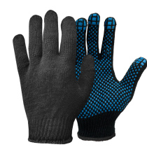 Перчатки рабочие х/б «СТАНДАРТ» c ПВХ «Точка», 5-нити, 10 класс, с машинным оверлоком, чёрные  (р. 23 см)